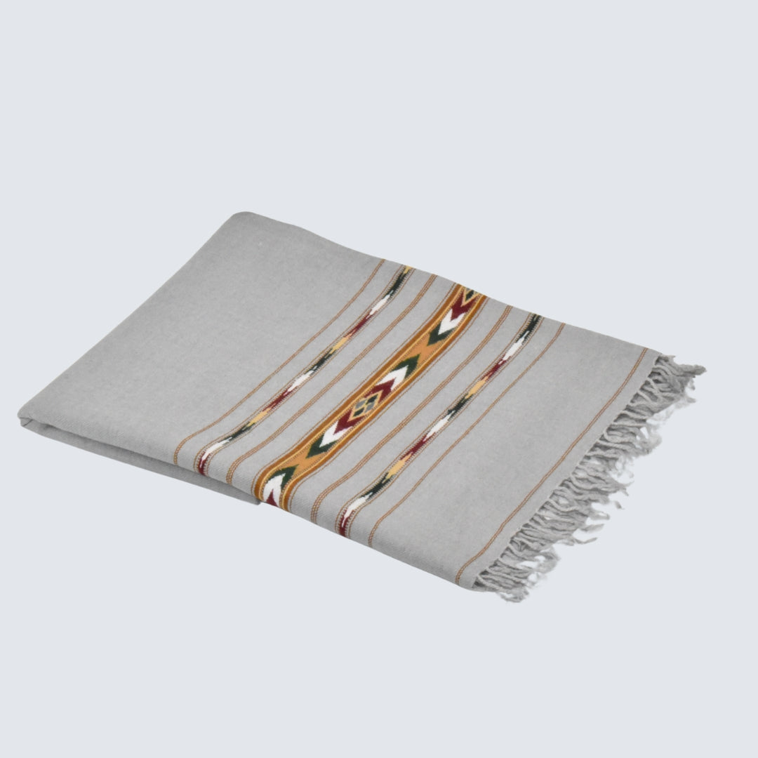 Fine Pashmina Multi Flower Border Handwork (Warm gray)