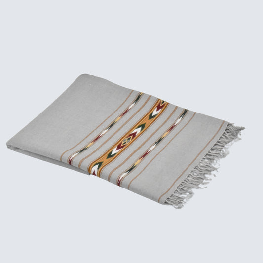 Fine Pashmina Multi Flower Border Handwork (Warm gray)